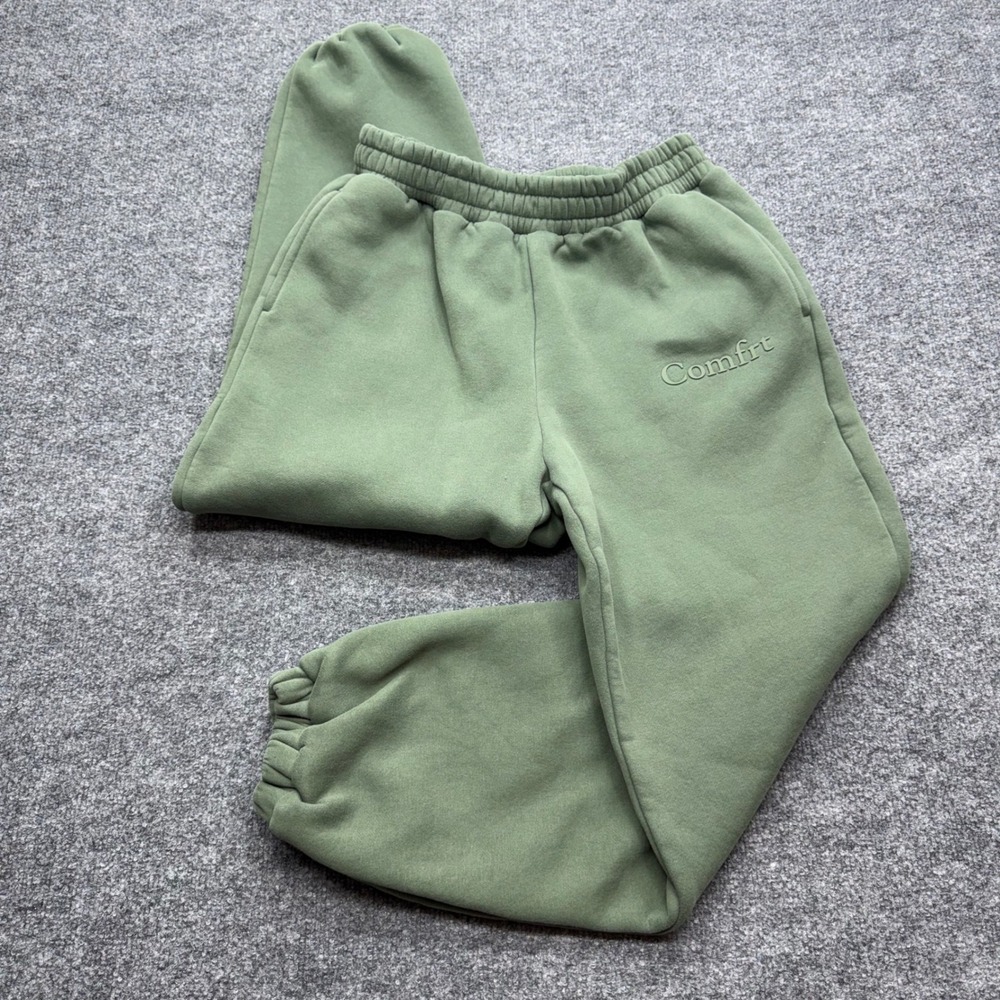 Comfrt Mens Sage Green Fleece Jogger Sweatpants Size Medium Relaxed Fit